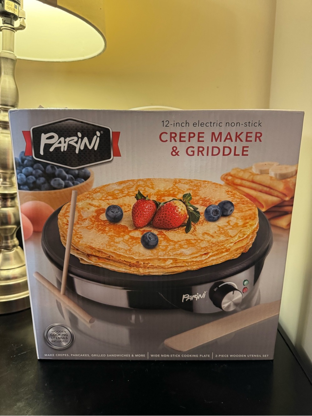 Parini Black 12-inch Electric Crepe Maker & Griddle